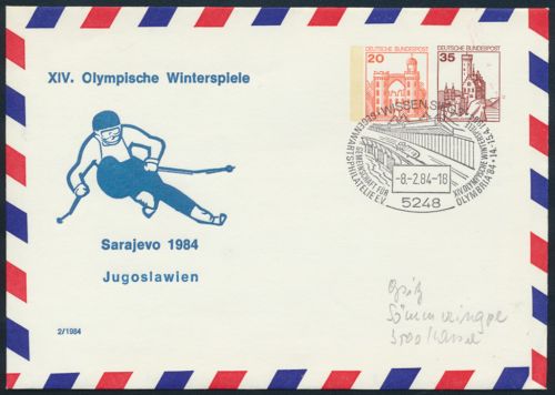 Sport Bund Privatganzsache Olympia Winterspiele Sarajevo SST Wissen Olymbria '84
