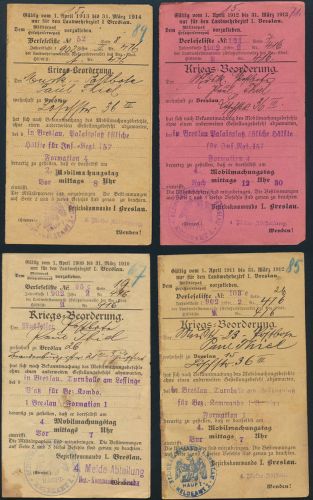 Militaria Zeitdokument Kriegsbeorderungen Meldeamt Breslau Mobilmachungsbefehl