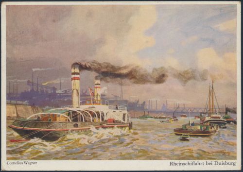 Schiffe Marine Seefahrt Künstler Ansichtskarte Rheinschiffahrt Duisburg C Wagner