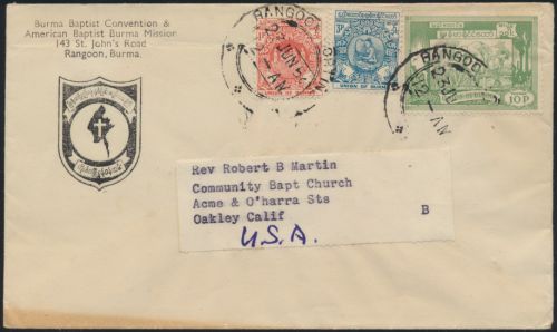 Burma Myanmar Brief 140+142+144 Rangoon Baptist Convention Kirche Religion Asien