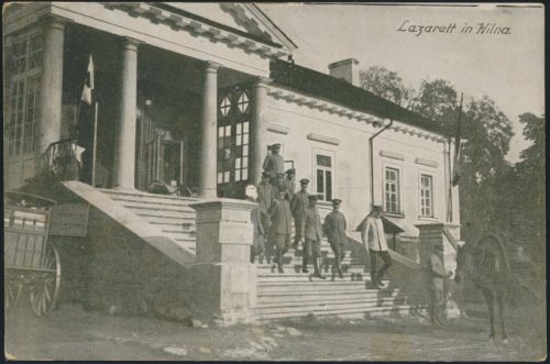 Ansichtskarte Wilna Militär Lazarett Litauen per Feldpost 5.10.1918 n. Berlin