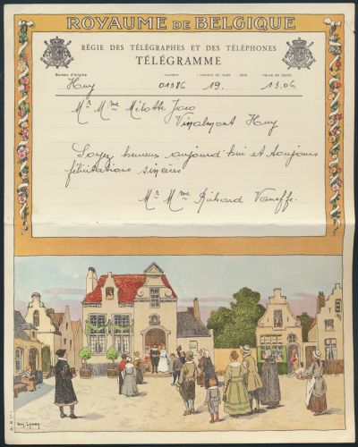 Belgien Schmuck Telegramm Künstler Arm Lyney Rathaus Hochzeit schön coloriert