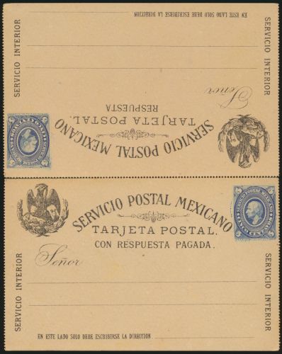 Mexiko Ganzsache postal stationery P 10 Frage Antwort gezähnt zusammenhängend