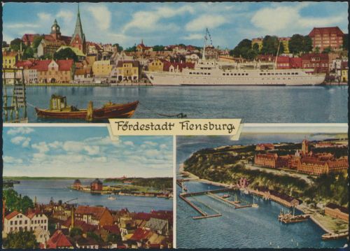 Ansichtskarte Foto Flensburg Marineschule Mürwik Hafenausfahrt Hafen Schiffe