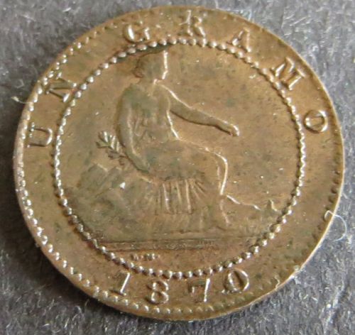 Münze Spanien 1 Centimo 1870 Schön: 140