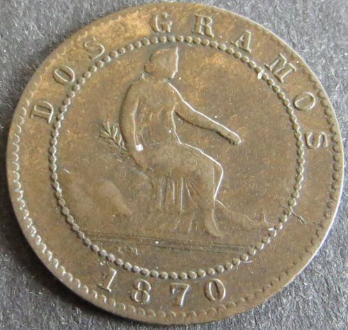 Münze Spanien 2 Centimos 1870 Schön: 141