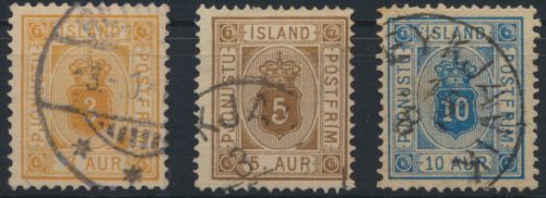 Island Dienst D 3-5 A Ziffer und Krone Ausgabe 1876 gstempelt Kat 78,00