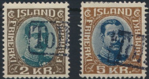 Island 97-98 König Christian X. mit Stempel Tollur