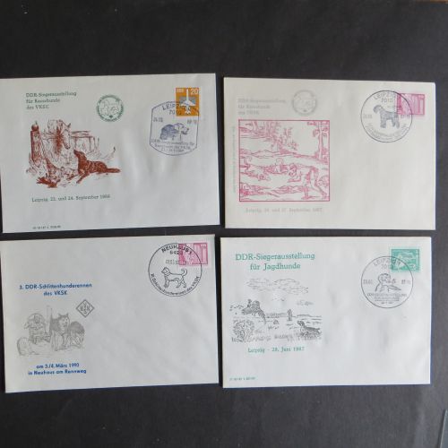 Briefe und Karten Sammlung Motiv Hunde DDR mit inter. Vielfalt 8 Stück dabei
