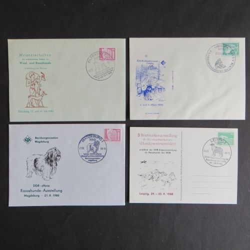 Briefe und Karten Sammlung Motiv Hunde DDR mit inter. Vielfalt 7 Stück dabei