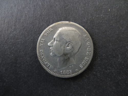 Münze Spanien Alfonso XII 1 Peseta 1883 Silber ss Schön: 164