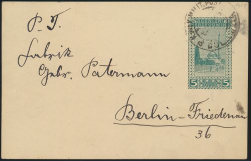 Bosnien Herzegowina Ganzsache P 13 K.u.K. Militärpost postal stationery n Berlin