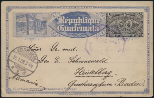 Guatemala Ganzsache P 9 Ausstellung Exhibition postal stationery n Heidelberg