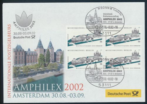 Motiv Philatelie Bund Brief Viererblock 2274 Ausstellung Amphilex Amsterdam