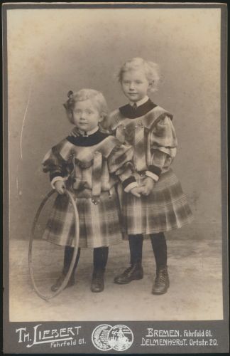 Kinder Original alte Fotoplatte Atelier Liebert Fehrfeld 61 Bremen Delmenhorst