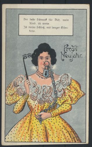 Schöne Glückwunsch Künstler Ansichtskarte Neujahr Humor Frauen Dame um 1910