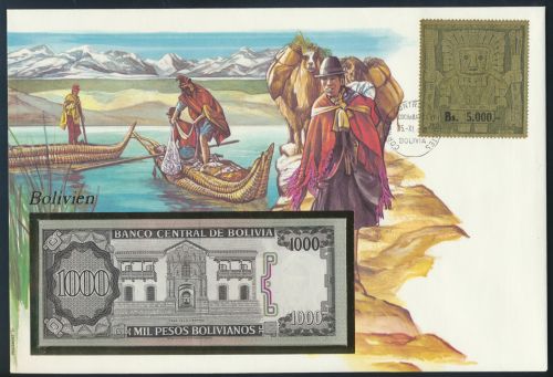 Geldschein Banknote Banknotenbrief Bolivien 1990 schön und exotisches Motiv