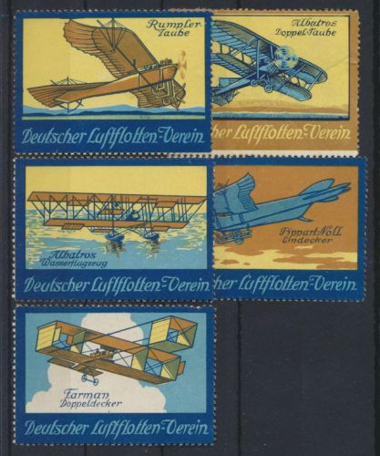 Flugpost Art Deco Vignetten Reklamemarken Deutscher Flottenverein Künstler