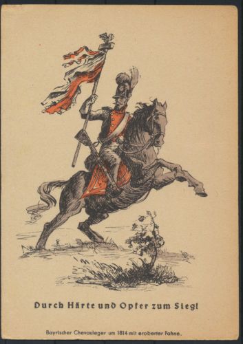 Feldpost Ansichtskarte Militaria Napoleon Krieg Soldat Chevauleger Bayern Fahne