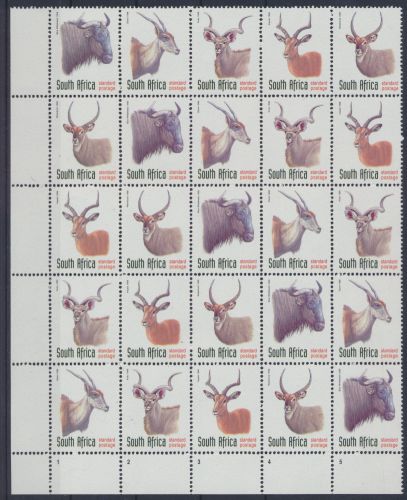 Südafrika 1124-1128 Tiere sehr selt. Kontrollblock von 25 Mk. Versuchsdruck in