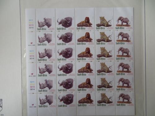 Südafrika 1117-1121 Tiere kompl. Markenheftchenbogen Vollphosphor Controllstrips