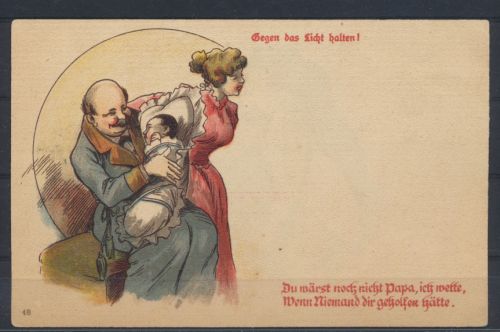 Ansichtskarte Litho Halt gegen das Licht Humor Duwärst noch nicht Papa wenn dir
