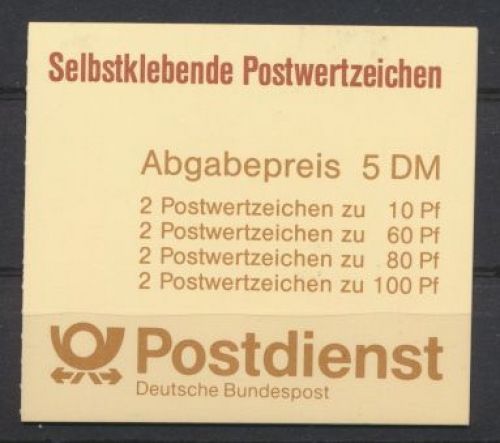 Bund Markenheftchen 27 I selbstklebend Luxus postfrisch MNH Kat.-Wert 11,00