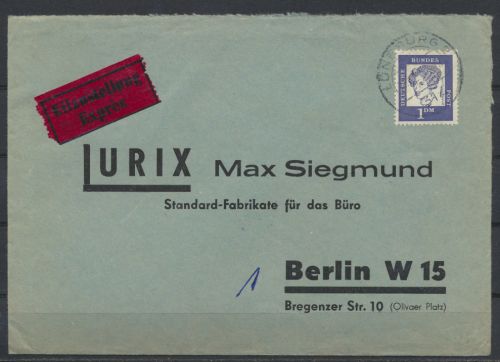 Bund Eilboten EF 361 Bedeutende Deutsche Lüneburg Berlin via Hamburg Flughafen
