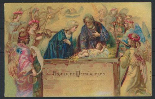 Glückwunsch Ansichtskarte Weihnachten Jesuskind Engel gelaufen 1907 in Frintrop