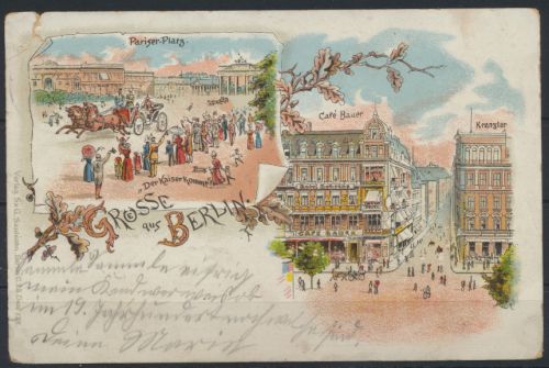 Ansichtskarte Berlin Litho Cafe Bauer Kranzler Pariser Platz Der Kaiser kommt
