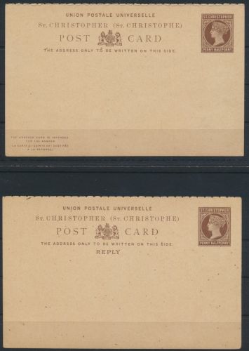 St. Christoph Ganzsache 1 1/2p Victoria Frage Antwort postal stationery Question