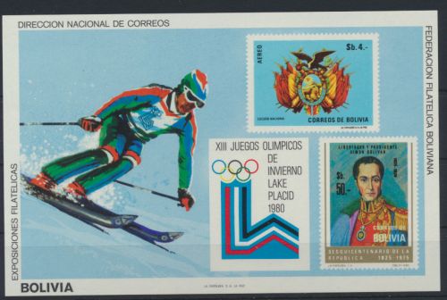 Bolivien Flugpost Block 91 Olympia Sport Lake Placid Bolivia Olympics Sports