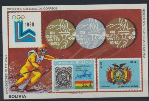 Bolivien Flugpost Block 102 Olympia Sport Bolivia Olympics Sports Lake Placid