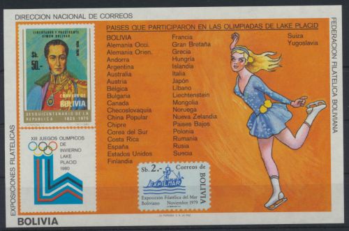 Bolivien Flugpost Block 103 Olympia Sport Bolivia Olympics Sports Lake Placid