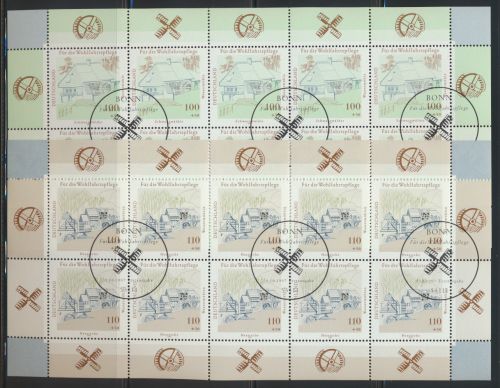Bund Kleinbogen Zehnerbogen Windmühlen 1948-2 Luxus gestempelt EEST Kat.160,00