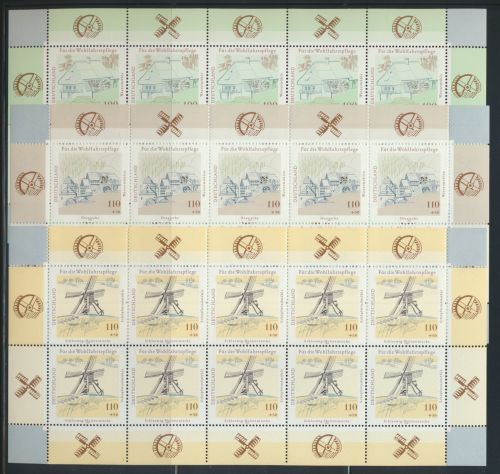 Bund Kleinbogen Zehnerbogen Windmühlen 1948-2 Luxus postfrisch MNH Kat.150,00