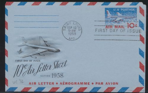 Air mail letter Flugpost USA Ganzsache Aerogramm 10c Saint Louis Ersttag