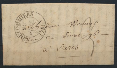France Frankreich Brief Coulommiers nach Paris roter Ankunftstempel