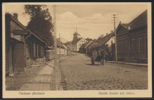 Ansichtskarte Tuckum Kurland Ostgebiete Tukums Lettland Große Str Pferdegespann
