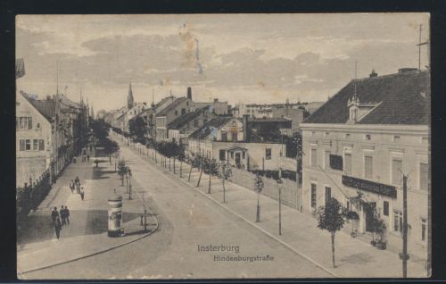 Foto Ansichtskarte Insterburg Hindenburgstr. Tschernjachowsk Russland Feldpost