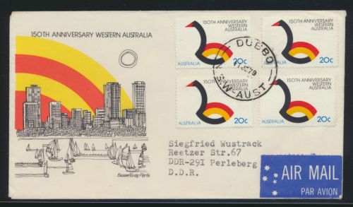 Australien Brief MEF nach Perleberg DDR Australia cover of four