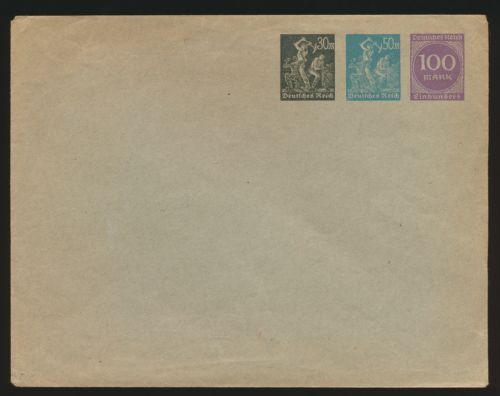 Deutsches Reich Privatganzsache Umschlag PU 93 A 02 Arbeiter + Ziffer