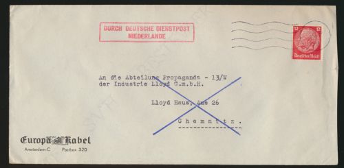 Besetzung Deutsche Dienstpost Niederlande K1 13 11 5 1942 dd EF Deutsches Reich