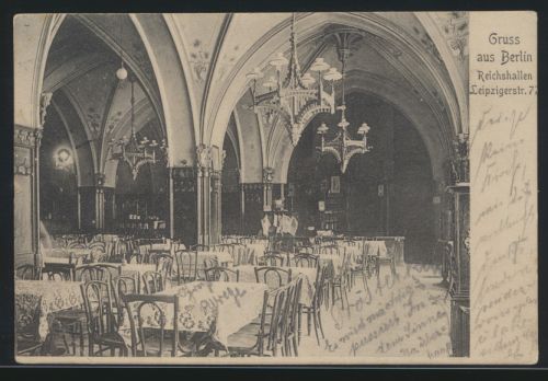 Ansichtskarte Berlin Reichshallen Leipzigerstr. 77 seltene Innenansicht nach