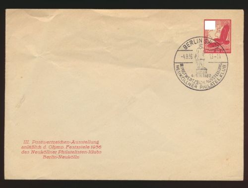 D Reich Privatganzsache Flugpost airmail PU 143 C 1 Adler Globus Postwertzeichen