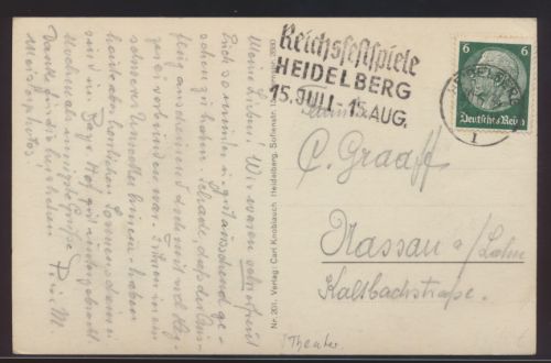 Sport Reich Ansichtskarte Hindenburg SST Reichsfestspiele Heidelberg