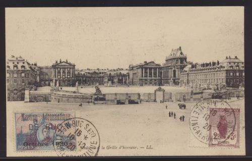 Flugpost air mail Frankreich Ansichtskarte 128 + schöner Vignette Ansichtskarte