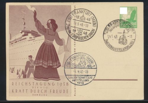 Deutsches Reich Privatganzsache Flupost mit 4 verschied. SST Frankfurt aber erst