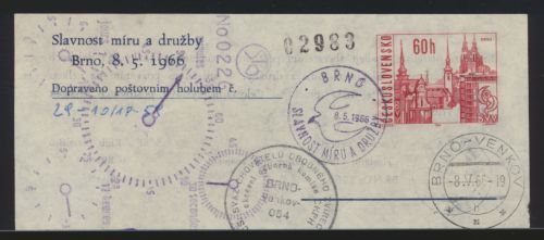 Flugpost air mail Tschechoslowakei Adresszettel 60 h. mit SST Brno Venkov