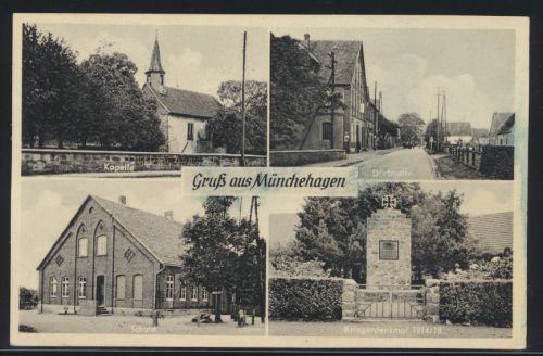 Ansichtskarte Münchehagen Schule Kapelle Kriegerdenkmal Hannover Rehburg-Loccum
